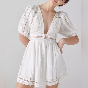 URBAN OUTFITTERS Marla Eyelet Puff Sleeve Mini Dress